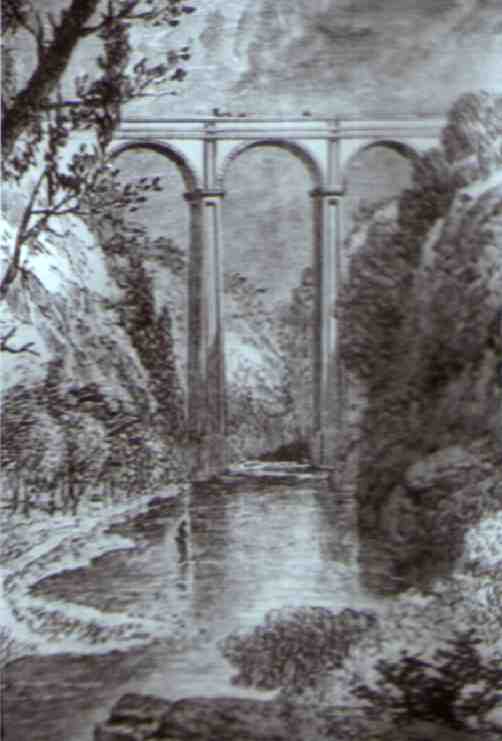 An artist's impression of the Cartland Crags Bridge which was built in 1822