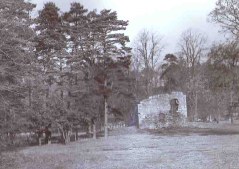 Langholm castle ruins as seen in 1955