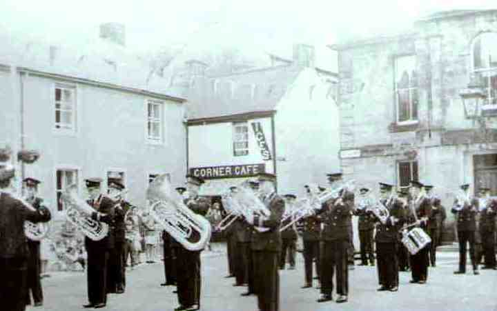 Langholm Town Band play in Langholm Market Place in 1960