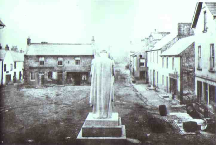 The Market Place viewed from the Town Hall in 1884, the statue of Sir Pulteney Malcolm was moved to Library garden in 1886
