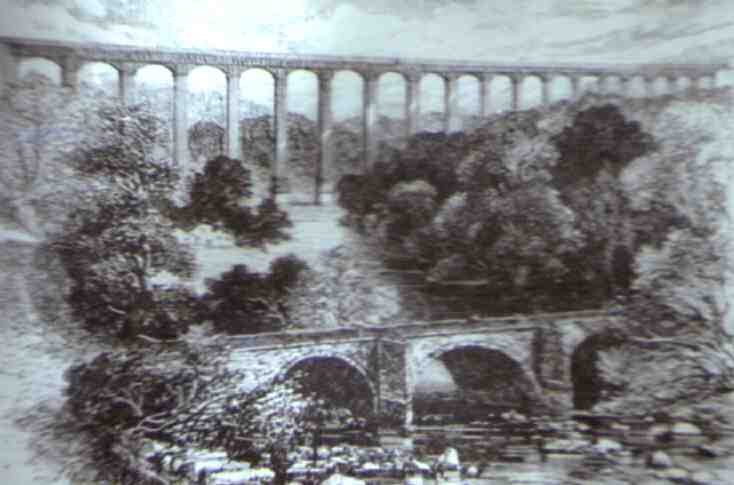A painting of the Pont Cysyllte Aqueduct from the middle of the 19th century