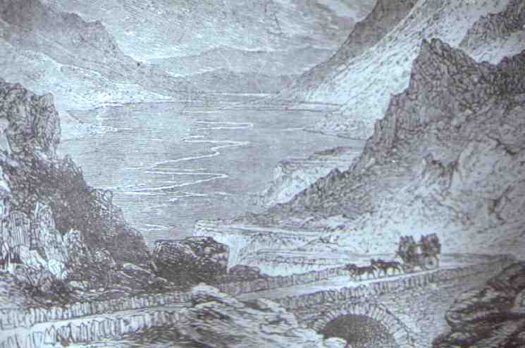 An artist's impression of the road above Nant Francon