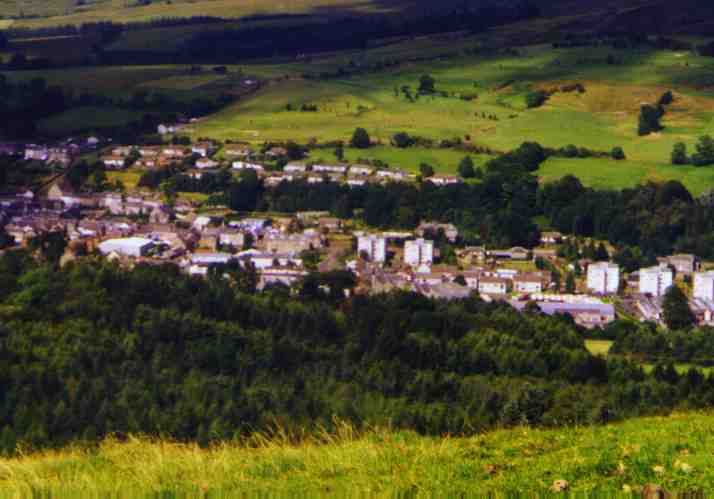 A view of Langholm from the top of Warbla hill