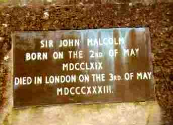 The Malcolm Monument commemorative stone plaque